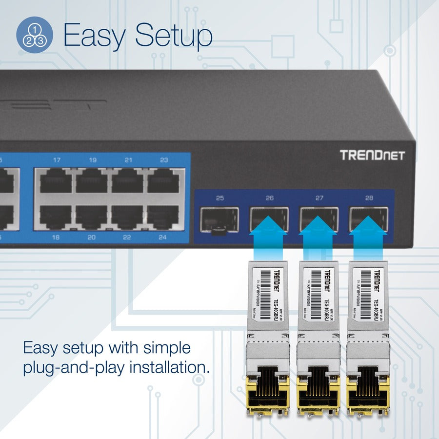 TRENDnet 10G RJ-45 Copper SFP+ Module, Convert A Standard SFP+ Slot Into A RJ-45 Multi-Gigabit Port, Connect Devices Up To 30m (98ft), Hot-Pluggable, Lifetime Protection, Silver, TEG-10GBRJ