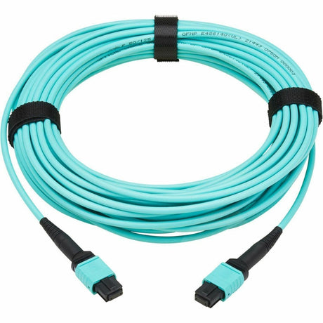 Eaton Tripp Lite Series 40/100/400G Multimode 50/125 OM3 Fiber Optic Cable (8F MPO/MPO-PC F/F), Type-A Polarity, OFNP, Aqua, 10 m (32.8 ft.) — N844A-10M-8-P