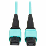 Eaton Tripp Lite Series 40/100/400G Multimode 50/125 OM3 Fiber Optic Cable (8F MPO/MPO-PC F/F), Type-A Polarity, OFNP, Aqua, 10 m (32.8 ft.) — N844A-10M-8-P