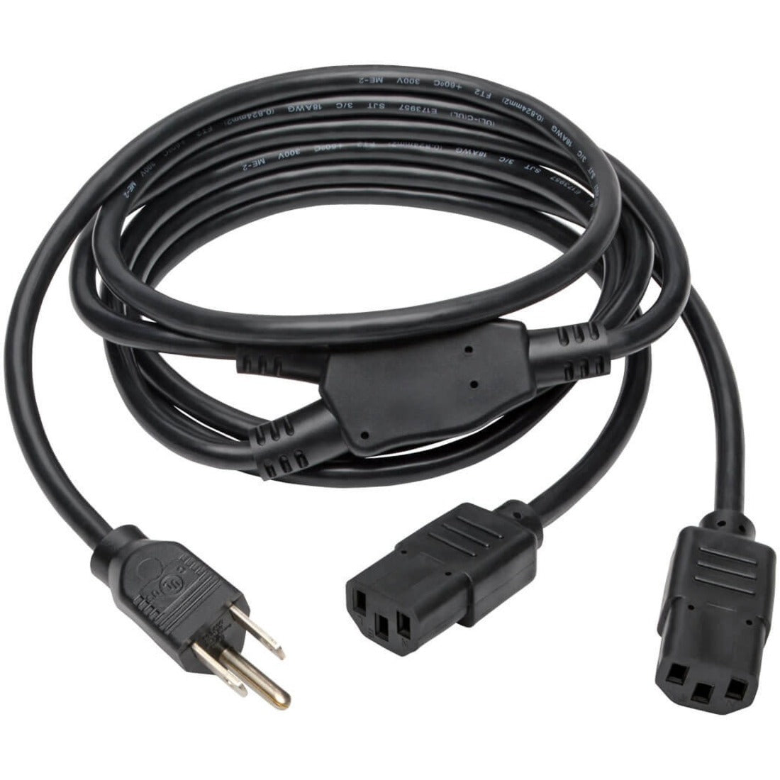Eaton Tripp Lite Series Y Splitter Power Cable, NEMA 5-15P to 2x C13 - 10A, 125V, 18 AWG, 6 ft. (1.83 m), Black — P006-006-2