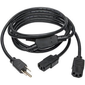 Eaton Tripp Lite Series Y Splitter Power Cable, NEMA 5-15P to 2x C13 - 10A, 125V, 18 AWG, 6 ft. (1.83 m), Black — P006-006-2