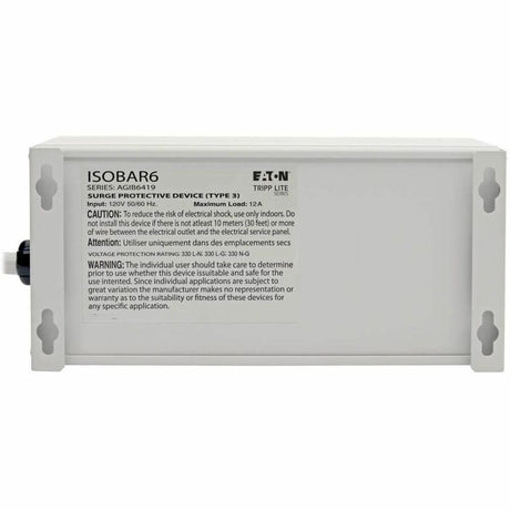 Eaton Tripp Lite Series Isobar 6-Outlet Surge Protector, 6 ft. Cord with Right-Angle Plug, 3330 Joules, Diagnostic LEDs, Metal Housing — ISOBAR6