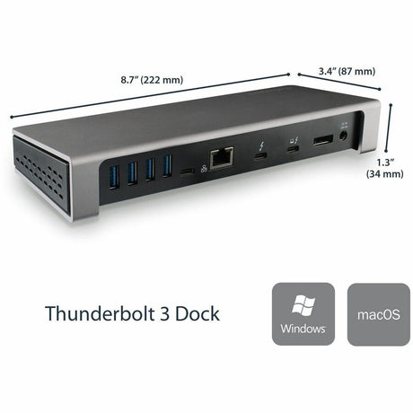 StarTech.com Thunderbolt 3 Dock - Dual Monitor 4K 60Hz TB3 Docking Station with DisplayPort - 85W Power Delivery, 6-Port USB 3.0, SD, GbE — TB3DOCK2DPPD