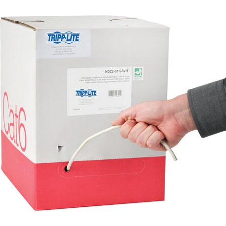 Eaton Tripp Lite Series Cat6 Gigabit Solid Core Plenum-Rated UTP CMP PVC Bulk Ethernet Cable, White, 1000 ft. (304.8 m), TAA — N224-01K-WH
