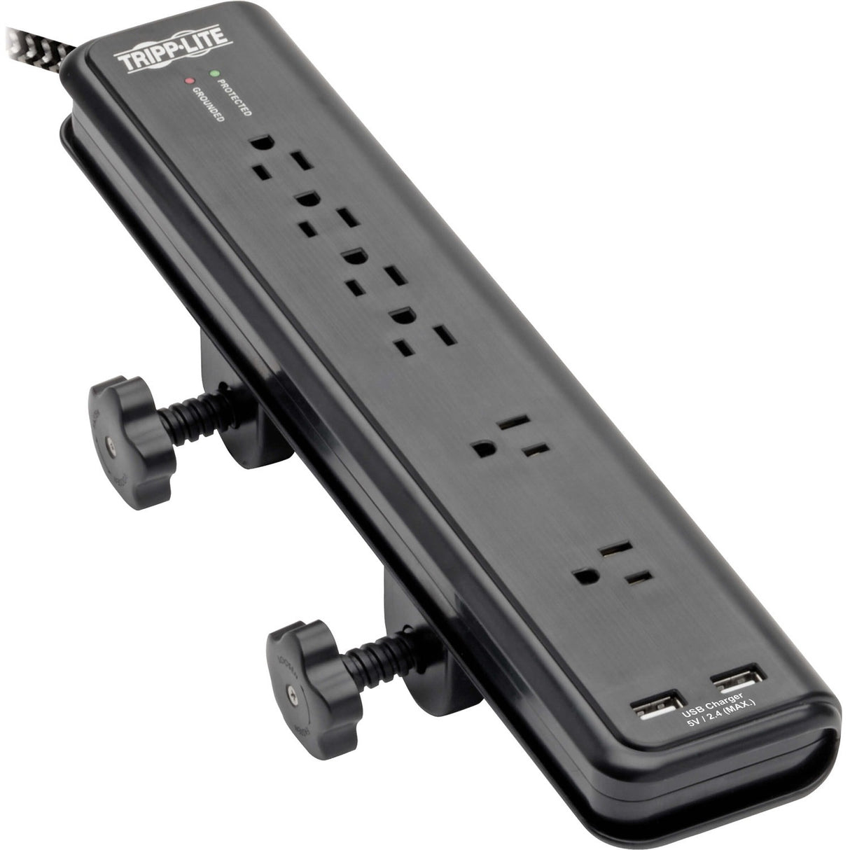 Eaton Tripp Lite Series Safe-IT 6-Outlet Surge Protector, 2 USB Charging Ports, 8 ft. Cord, 5-15P Plug, 2100 Joules, Antimicrobial Protection, Black — TLP608DMUAM