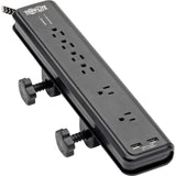 Eaton Tripp Lite Series Safe-IT 6-Outlet Surge Protector, 2 USB Charging Ports, 8 ft. Cord, 5-15P Plug, 2100 Joules, Antimicrobial Protection, Black — TLP608DMUAM