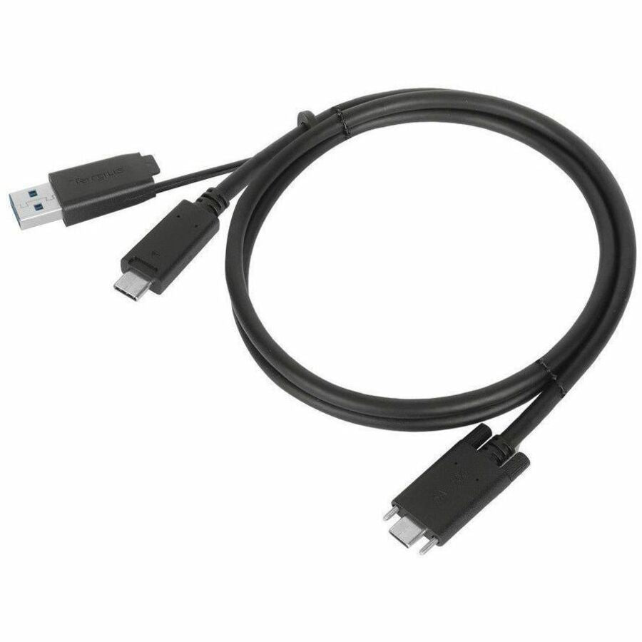 Targus 1M USB-C Male with Screw to USB-C Male Cable with USB-A Tether — ACC1133GLX