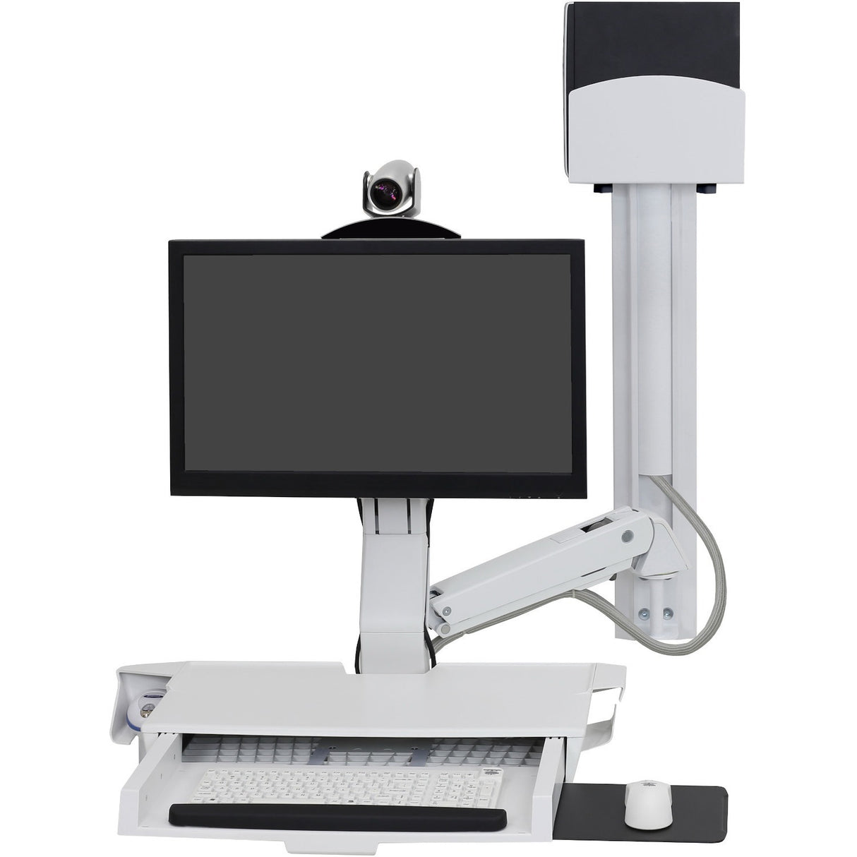 Ergotron StyleView Wall Mount for Keyboard, Monitor, Bar Code Scanner, Mouse, CPU, Wrist Rest, LCD Display - White — 45-594-216