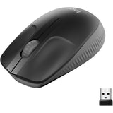 Logitech Wireless Mouse M190 - Full Size Ambidextrous Curve Design, 18-Month Battery with Power Saving Mode, Precise Cursor Control & Scrolling, Wide Scroll Wheel, Thumb Grips (Charcoal) — 910-005901