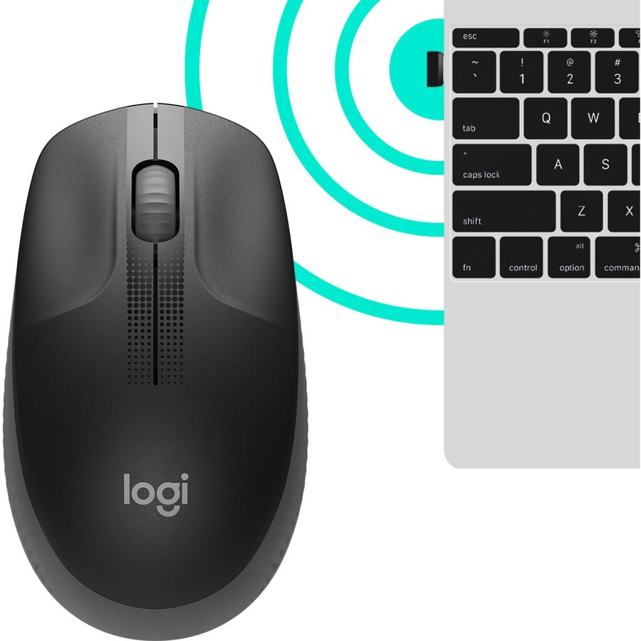 Logitech Wireless Mouse M190 - Full Size Ambidextrous Curve Design, 18-Month Battery with Power Saving Mode, Precise Cursor Control & Scrolling, Wide Scroll Wheel, Thumb Grips (Charcoal) — 910-005901
