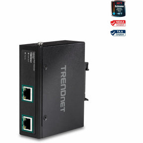 TRENDnet Industrial Gigabit PoE+ Extender, TI-E100, Single Port PoE, Power Over Ethernet, Supports PoE (15.4W) and PoE+ (30W), Extends 100m, Cascade 2 Units for Distance Up to 300m (984 ft.), IP30 — TI-E100