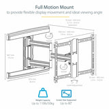 StarTech.com TV Wall Mount for up to 80" VESA Mount Displays - Low Profile Full Motion TV Mount - Heavy Duty Adjustable Articulating Arm — FPWARTS1
