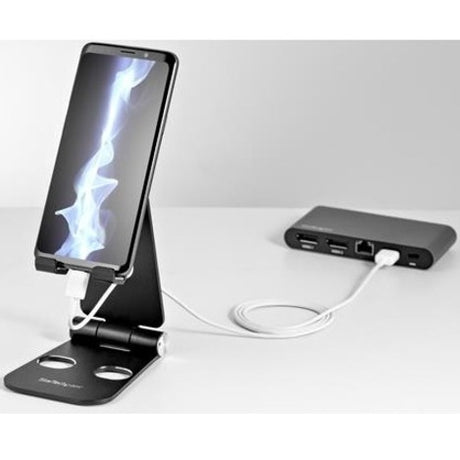 StarTech.com Phone and Tablet Stand - Foldable Universal Mobile Device Holder - Smartphones/Tablets - Adjustable Cell Phone Stand for Desk — USPTLSTNDB