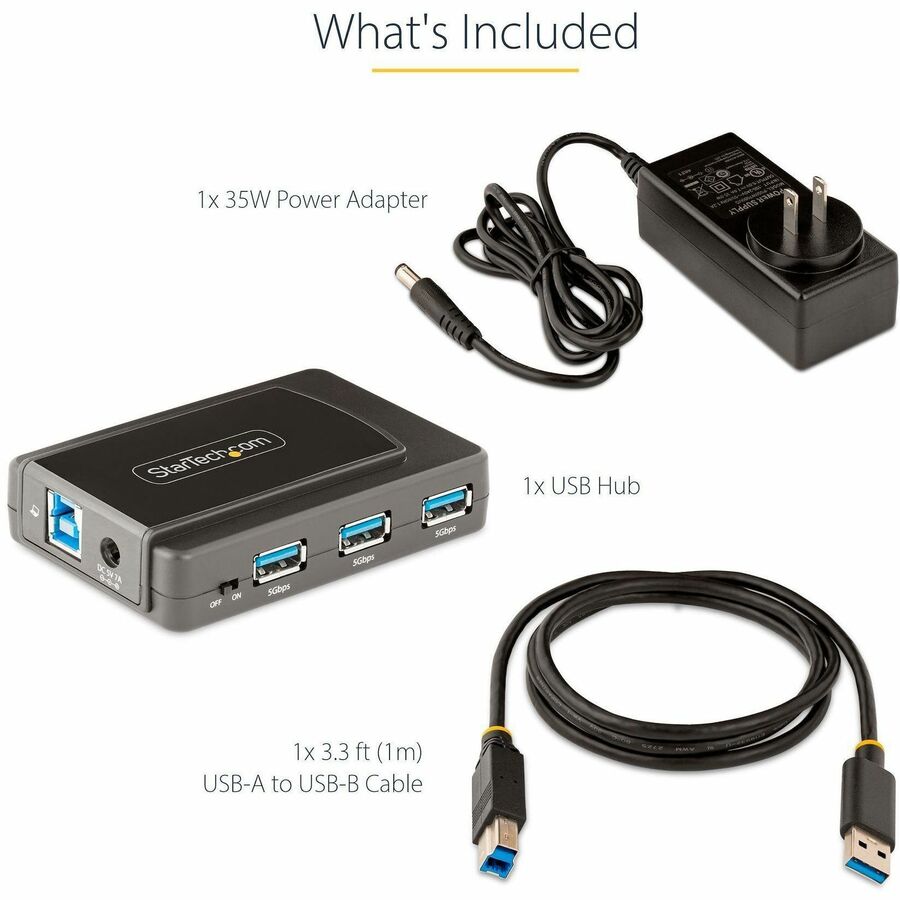 StarTech.com 7-Port USB Hub, USB 3.0 5Gbps, USB-A to 7x USB-A, Self Powered USB-A Expansion Hub w/ 35W Power Supply — 5G7AS-USB-A-HUB
