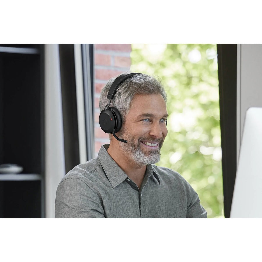 Jabra Evolve2 75 Wireless On-ear Stereo Headset - USB-A - For MS Teams - Black - Binaural - Ear-cup - 3000 cm - Bluetooth - 20 Hz to 20 kHz - MEMS Technology Microphone - Noise Cancelling — 27599-999-999