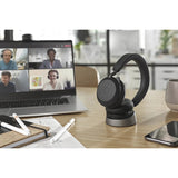 Jabra Evolve2 75 Wireless On-ear Stereo Headset - USB-A - For MS Teams - Black - Binaural - Ear-cup - 3000 cm - Bluetooth - 20 Hz to 20 kHz - MEMS Technology Microphone - Noise Cancelling — 27599-999-999