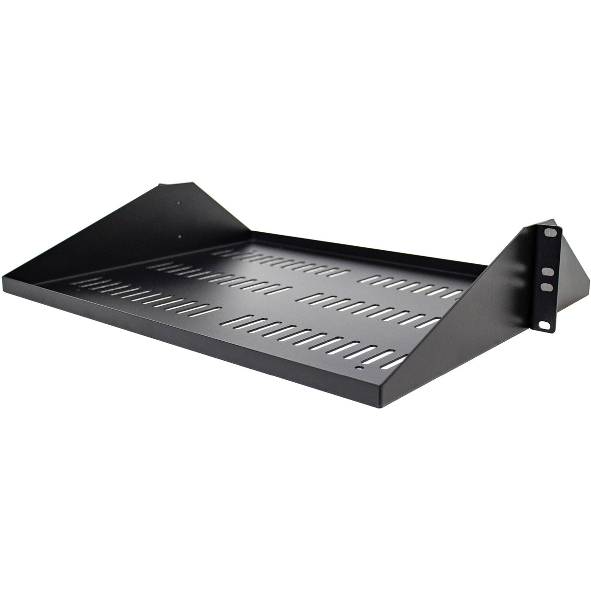 StarTech.com 2U Vented Server Rack Shelf - Center Mount Fixed 14" Deep Cantilever Rackmount Tray for 19" Data/AV/Network w/Cage Nuts — SHELF-2U-14-CENTER-V