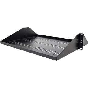 StarTech.com 2U Vented Server Rack Shelf - Center Mount Fixed 14" Deep Cantilever Rackmount Tray for 19" Data/AV/Network w/Cage Nuts — SHELF-2U-14-CENTER-V