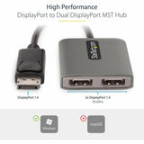 StarTech.com Dual-Monitor DisplayPort 1.4 Splitter, DisplayPort to 2x DP Multi-Monitor Adapter, Dual 5K 60Hz Computer MST Hub, Windows — MST14DP122DP