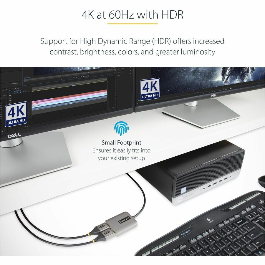 StarTech.com Dual-Monitor DisplayPort 1.4 Splitter, DisplayPort to 2x DP Multi-Monitor Adapter, Dual 5K 60Hz Computer MST Hub, Windows — MST14DP122DP