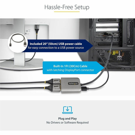 StarTech.com Dual-Monitor DisplayPort 1.4 Splitter, DisplayPort to 2x DP Multi-Monitor Adapter, Dual 5K 60Hz Computer MST Hub, Windows — MST14DP122DP