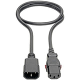 Eaton Tripp Lite Series Power Extension Cord, Locking C13 to C14 PDU Style - 10A, 250V, 18 AWG, 3 ft. (0.91 m) — P004-L03
