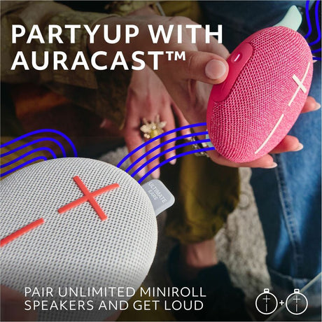 ULTIMATE EARS MINIROLL Ultra-Portable Waterproof Bluetooth Speaker, Big Bass, IP67 Dustproof, 131 ft (40 m) Range - Revive Grey — 984-002025