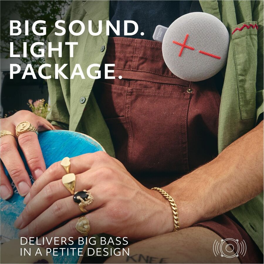 ULTIMATE EARS MINIROLL Ultra-Portable Waterproof Bluetooth Speaker, Big Bass, IP67 Dustproof, 131 ft (40 m) Range - Revive Grey — 984-002025
