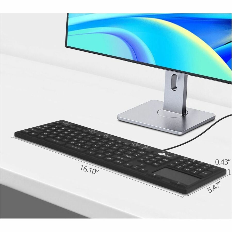 SIIG Industrial/Medical Washable & Dustproof Keyboard w/ Touchpad — JK-US0W11-S1