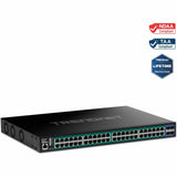 TRENDnet 52-Port Gigabit Web Smart PoE+ Switch with 10G SFP+ Ports, TPE-3524S, 48 x Gigabit PoE+ Ports, 4 x 10G SFP+ Ports, 410W PoE Power Budget, Lifetime Protection, Black — TPE-3524S