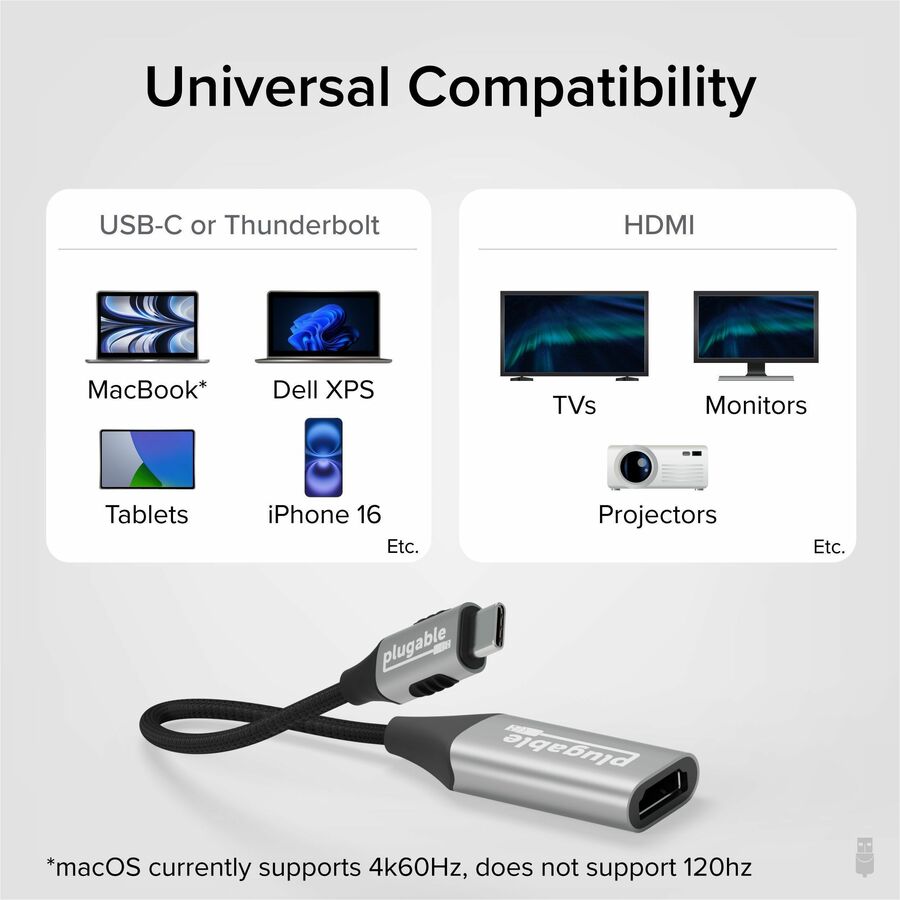 Plugable USB C to HDMI Adapter, 8K 60Hz or 4K 144Hz, USB4 / Thunderbolt to HDMI Adapter — USBC-HDMI8K
