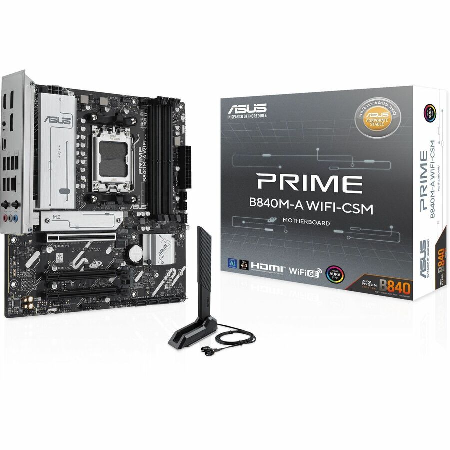 Asus Prime B840M-A WIFI-CSM Gaming Desktop Motherboard - AMD B840 Chipset - Socket AM5 - Micro ATX — PRIME B840M-A WIFI-CSM