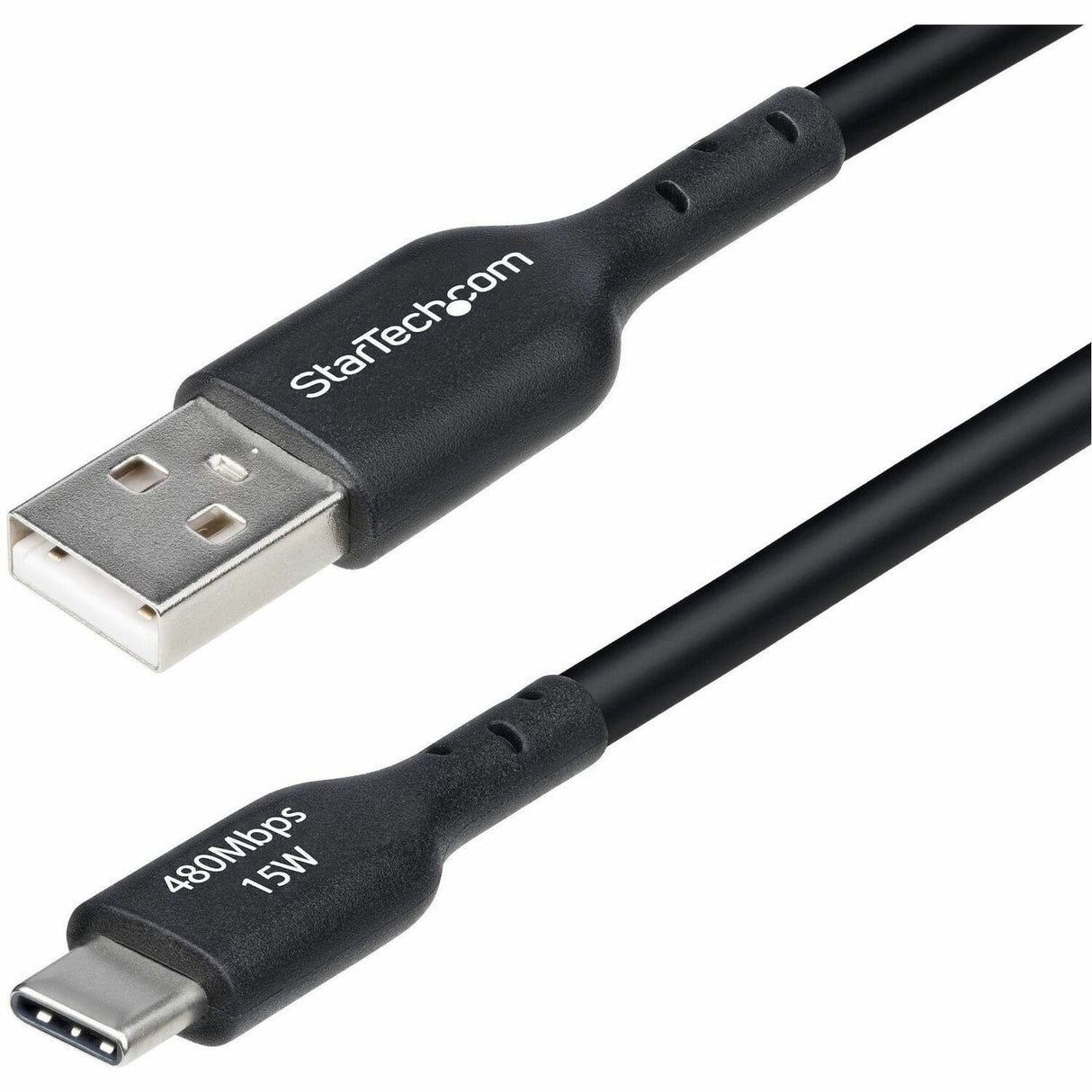 StarTech.com 15ft (4.5m) USB-A to USB-C Charging Cable, Charge & Sync, 3A, USB 2.0, TPE Jacket - Black USB Charging Cord — USB2AC15FBKE