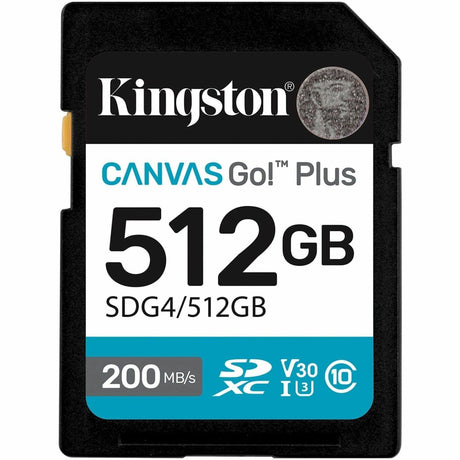 Kingston Canvas Go! Plus 512 GB Class 10/UHS-I (U3) V30 SDXC — SDG4/512GB