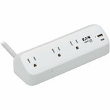 Eaton Tripp Lite Series Protect It! 3-Outlet Surge Protector with USB-A and USB-C Ports - 5-15R Outlets, 900 Joules, 20W PD Charging, Desk Clamp, 8 ft. (2.4 m) Braided Cord, White — TLP308U20CLAMP