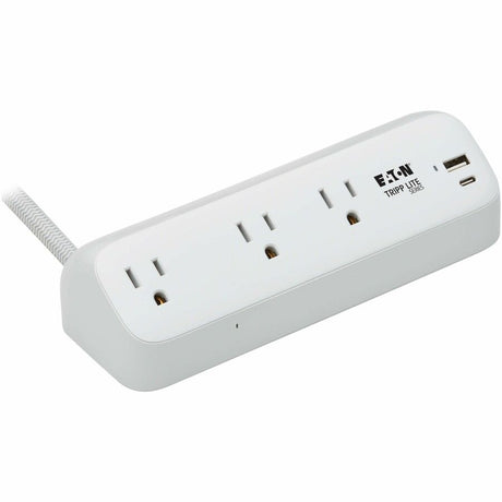 Eaton Tripp Lite Series Protect It! 3-Outlet Surge Protector with USB-A and USB-C Ports - 5-15R Outlets, 900 Joules, 20W PD Charging, Desk Clamp, 8 ft. (2.4 m) Braided Cord, White — TLP308U20CLAMP