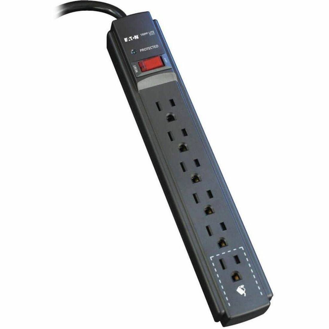 Eaton Tripp Lite Series Protect It! 6-Outlet Surge Protector, 6 ft. Cord, 900 Joules, Diagnostic LED, Black Housing — TLP606B