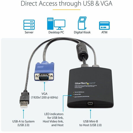 StarTech.com USB Crash Cart Adapter with File Transfer & Video Capture at 1920 x1200 60Hz, TAA — NOTECONS02