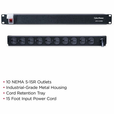 CyberPower CPS1215RM Single Phase 100 - 120 VAC 15A Basic PDU — CPS-1215RM