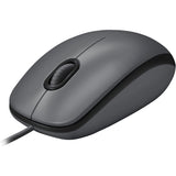 Logitech M100 Wired USB Mouse, 3-Buttons,1000 DPI Optical Tracking, Ambidextrous, Compatible with PC, Mac, Laptop (Gray) — 910-001601