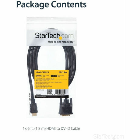 StarTech.com HDMI to DVI Cable - 6 ft / 2m - HDMI to DVI-D Cable - HDMI Monitor Cable - HDMI to DVI Adapter Cable — HDMIDVIMM6