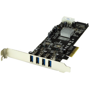 StarTech.com 4 Port PCI Express (PCIe) SuperSpeed USB 3.0 Card Adapter w/ 2 Dedicated 5Gbps Channels - UASP - SATA / LP4 Power — PEXUSB3S42V