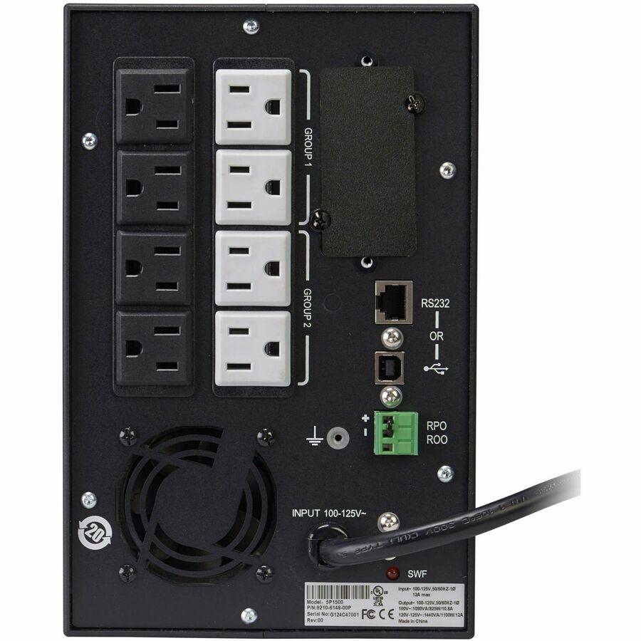 Eaton 5P 1440VA 1100W 120V Line-Interactive UPS, 5-15P, 8x 5-15R Outlets, True Sine Wave, Cybersecure Network Card Option, Tower — 5P1500