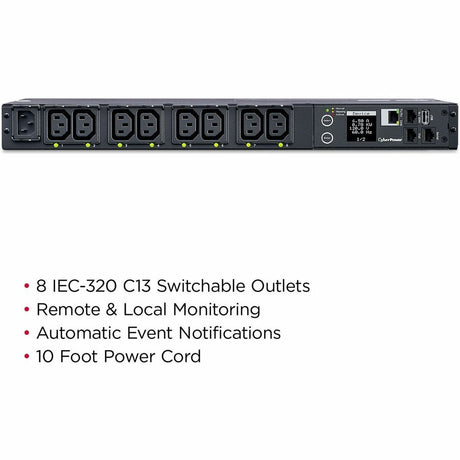 CyberPower PDU41004 Single Phase 100 - 240 VAC 15A Switched PDU — PDU41004