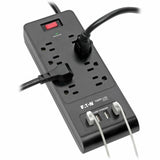 Eaton Tripp Lite Series 8-Outlet Surge Protector with 4 USB Ports (4.2A Shared) - 6 ft. (1.83 m) Cord, 1800 Joules, Black — TLP864USBB