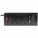 Eaton Tripp Lite Series 8-Outlet Surge Protector with 4 USB Ports (4.2A Shared) - 6 ft. (1.83 m) Cord, 1800 Joules, Black — TLP864USBB