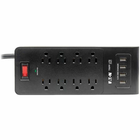 Eaton Tripp Lite Series 8-Outlet Surge Protector with 4 USB Ports (4.2A Shared) - 6 ft. (1.83 m) Cord, 1800 Joules, Black — TLP864USBB