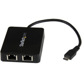 StarTech.com USB C to Dual Gigabit Ethernet Adapter with USB 3.0 (Type-A) Port - USB Type-C Gigabit Network Adapter — US1GC301AU2R