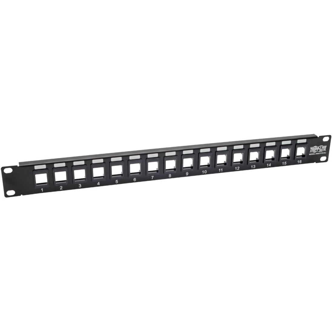 Eaton Tripp Lite Series 16-Port 1U Rack-Mount Unshielded Blank Keystone/Multimedia Patch Panel, RJ45 Ethernet, USB, HDMI, Cat5e/6 — N062-016-KJ
