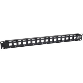 Eaton Tripp Lite Series 16-Port 1U Rack-Mount Unshielded Blank Keystone/Multimedia Patch Panel, RJ45 Ethernet, USB, HDMI, Cat5e/6 — N062-016-KJ